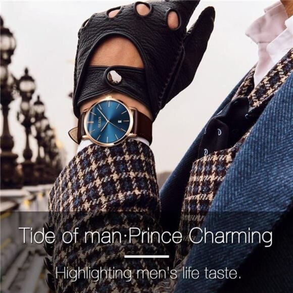 OLEVS Mens Watches Minimalist Ultra Thin Fashion Casual Analog Quartz Date - Picture 2 of 8